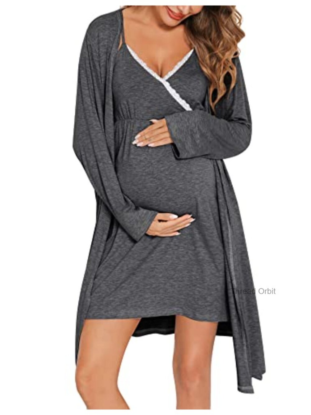 Modal Nursing Nightgown Robe Set Maternity Labor Delivery 2pc